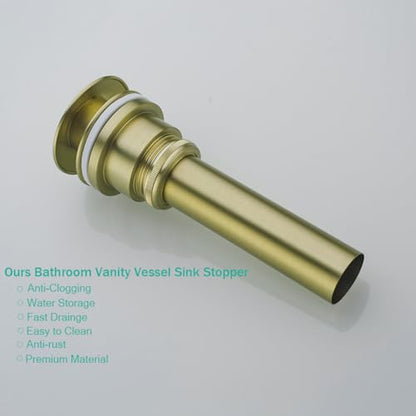 Dual Use Pop Up Drain Stopper,Bathroom Vanity Vessel Sink Stopper,Brushed Gold, for Basin With or Without Overflow hole,SE83999BG - color: Brushed Gold