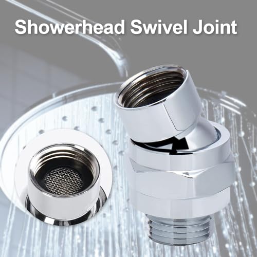 Shower Head Swivel Ball Adapter: Adjustable Pivot Ball to Adjust Showerhead Angle, Solid Brass Shower Arm Connector Extension Component (Silver 1) - color: Silver 1