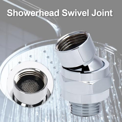 Shower Head Swivel Ball Adapter: Adjustable Pivot Ball to Adjust Showerhead Angle, Solid Brass Shower Arm Connector Extension Component (Silver) - color: Silver