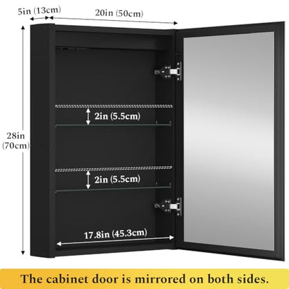 Spliceable Modular LED Lighted Bathroom Medicine Cabinet Mirror with Anti-Fog Aluminum Frame, Adjustable Lighting, Built-in Sockets & USB Ports – Wall Mounted (Right Hinge, 28" L x 20" W) - color: 20"×28" Led Right Hinge Cabinet