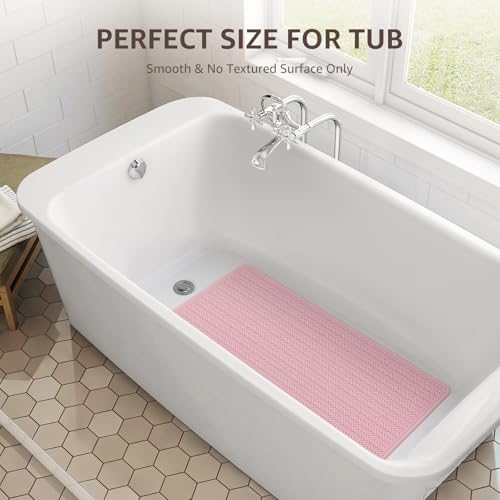 OTHWAY Bathtub Mat Non Slip, Extra Long Rubber Bath Mat for Tub, Machine Washable Shower Anti Slip Mat with 332 Strong Suction Cups (Pink, 36" x 17") - color: Pink, size: 36" x 17" (Rectangular)