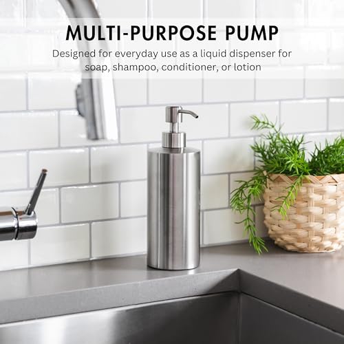 Silver Round Stainless Steel Soap Dispenser, 15 oz - color: Silver