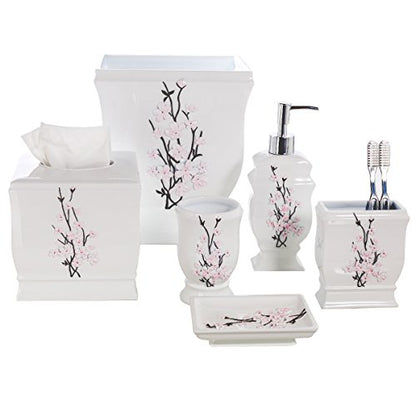 Creative Scents Vanda White Trash Can 1.48 Gal / 5.6L - Decorative Designed Wastebasket - Durable Small Bathroom Trash Can - Waste Basket for Bathroom, Powder Room, Bedroom Or Living Room Decor - style: Trash Can