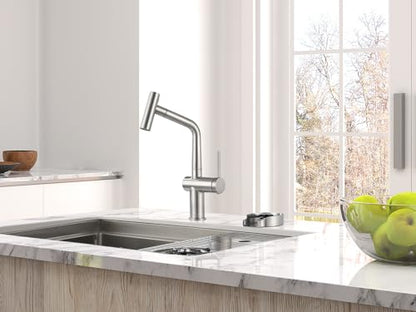 AS06BN Brushed Nickel Bar Faucet or Prep Kitchen Sink Faucet with Pull Down Sprayer and Single Handle - color: Brushed Nickel, style: Modern