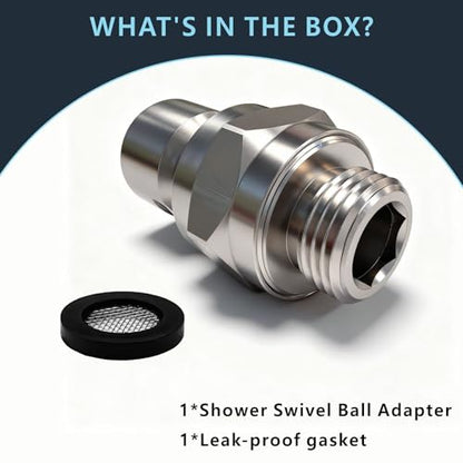 Voolan Solid Metal Shower Head Swivel Ball Adapter, Adjustable Pivot Ball To Adjust Showerhead Angle, Universal Connector Joint Fits Fixed, Hand Held & Rain Shower, Brushed Nickel - color: Brushed Nickel