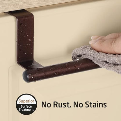 KES Over The Cabinet Towel Holder Fit 1" Thick, Kitchen Towel Holder, Brown | Anti-Wobble, Scratchproof, for Dish Hand Towels, Over The Door Towel Bar with Extended Hooks, 2 Pack, KTH500S26-OB-P2 - color: Brown