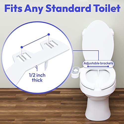 Greenco Toilet Bidet Attachment - Universal Fit, Easy Installation, Adjustable Brackets and Water Pressure, Durable Non-Electric Fresh Water Spray Bidet for Toilet Seat (17 x 3.4 x 9.5 inches)