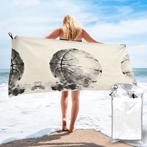 Ink Basketball Quick Dry Bath Towels - Super Soft Bath Towels for Home, Spa, Gym, Travel - color: Ink Basketball, size: 31.5"x63"