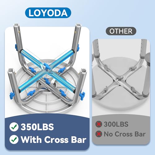 Loyoda Swivel Shower Chair for Inside Tub with Reinforced Crossing Bar | Adjustable-Height Shower Chair, Tool-Free Assembly – Holds up to 350 lbs, Great for In-Shower Use, FSA/HSA Eligible