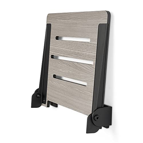 Seachrome 18 inch Silhouette Slimline Folding Wall Mount Shower Bench Seat, Gray Weathered Ash Seat with Matte Black Frame - color: Weathered Ash With Matte Black Frame