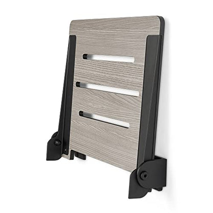 Seachrome 18 inch Silhouette Slimline Folding Wall Mount Shower Bench Seat, Gray Weathered Ash Seat with Matte Black Frame - color: Weathered Ash With Matte Black Frame