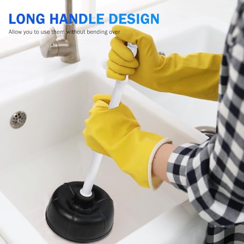 KOOMADE Force Suction Cup Rubber Toilet Plunger with PP Handle, Toilet Bowl Plunger Heavy Duty Pump Clogged Solution for Bathroom Stores Restaurants Strong Sink to Fix Clogged Toilets Drains Sinks (2)