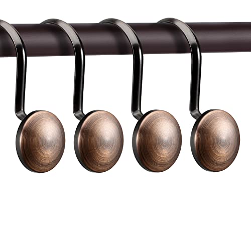Bronze Shower Curtain Hooks, Rustproof Shower Hooks for Shower Curtain Bathroom, ZESLMG Oil Rubbed Decorative Shower Rings for Shower Curtain Rod Hangers, Thread Shape Design Set of 12