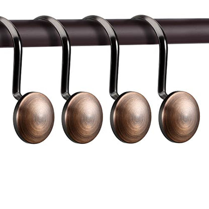 Bronze Shower Curtain Hooks, Rustproof Shower Hooks for Shower Curtain Bathroom, ZESLMG Oil Rubbed Decorative Shower Rings for Shower Curtain Rod Hangers, Thread Shape Design Set of 12