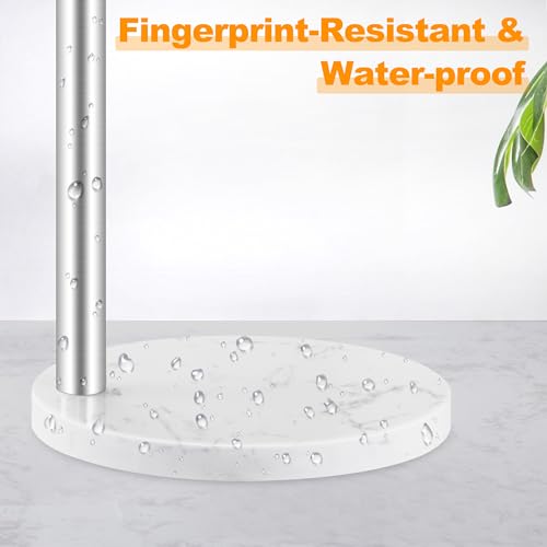 Hand Towel Holder, Stainless Steel Hand Towel Stand with Marble Base, Swivel Hand Towel Rack Standing Towel Bar for Kitchen Countertop, 2 Arms, Brushed Nickel
