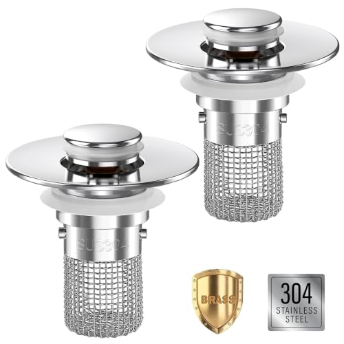 Sink Stopper Hair Catcher, Pop-up Sink Drain Strainer with Removable Stainless Steel Strainer Basket Hair Catcher,Bathroom Sink Strainer for Bathroom Sink Stopper Replacement (2, Silver) - color: 2,upgrade Silver