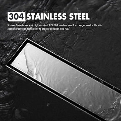 Micmi 12 Inch Shower Floor Drain with Adjustable Quadrato Pattern Grate, 304 Stainless Steel, PVC Shower Drain Base, Rubber Gasket, Hair Strainer (1pack, Brushed Nickel, 12 in) - size: 12 IN