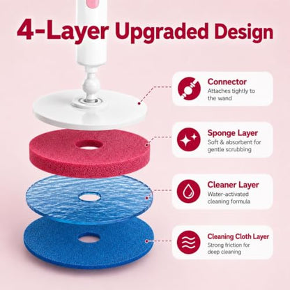 Disposable Toilet Brush with Wall Mounted Holder, 24 Toilet Wand Refills | Hands Free Toilet Brush with One-Button Release, Compact Design, Bathroom Cleaning for RV & Small Bathroom, Light Rose Scent