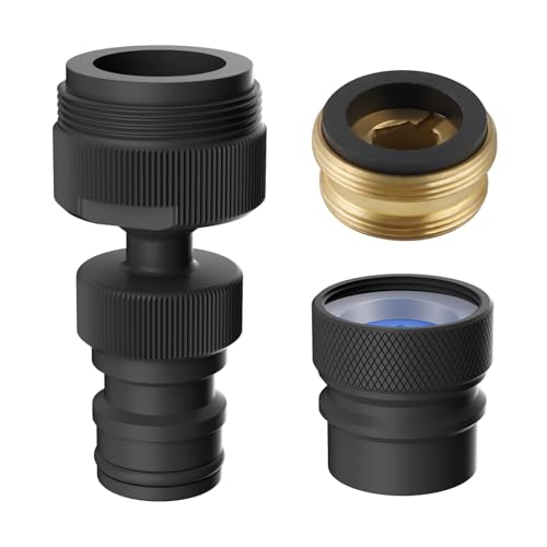 Hibbent 2 PACK Faucet to Dishwasher Adapter, Quick-Connect Dishwasher Snap-On Connection, with Swivel Ball Joint and Faucet Aerator, Male 15/16 Inch and Female 55/64 Inch, Matte Black - color: Matte Black