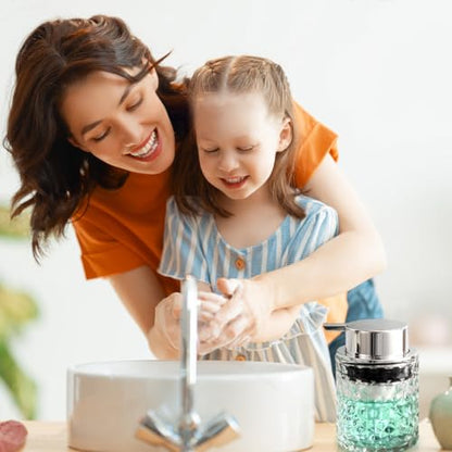 Malachi Foaming Hand Soap Dispenser, Refillable Clear Glass Foam Pump Bottle for Hand Soap, Dish Soap, Body Wash, Shampoo, Facial Cleanser & Baby Wash, Multi‑use for Bathroom, Kitchen & Commercial Use - color: Diamond Transparent