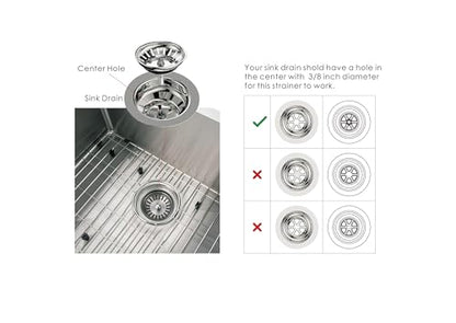 KANARY Stainless Steel Sink Strainer with Rubber Stopper(Single, Stainless Steel) - color: Chrome, size: Twin