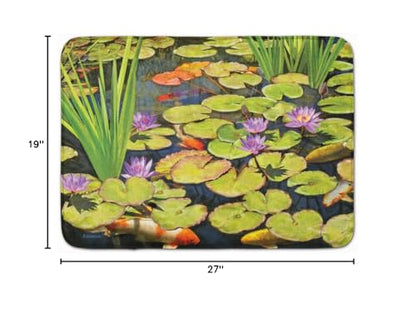Caroline's Treasures PRS4050RUG Koi Pond II Machine Washable Memory Foam Mat, Bathroom Rug, Non-Slip Bath Mat, Durable Thick Washable Rugs for Kitchen, Bathroom Quick Dry, Decorative Artwork,