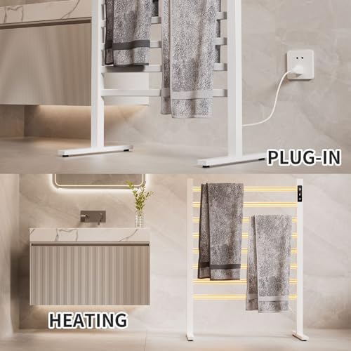 Towel Dryer for Bathroom, Electric Towel Warmer, Towel Warmer Rack for Bathroom, Heated Towel Rack Freestanding, White,One Layer - size: One Layer