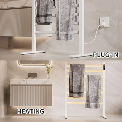 Towel Dryer for Bathroom, Electric Towel Warmer, Towel Warmer Rack for Bathroom, Heated Towel Rack Freestanding, White,One Layer - size: One Layer