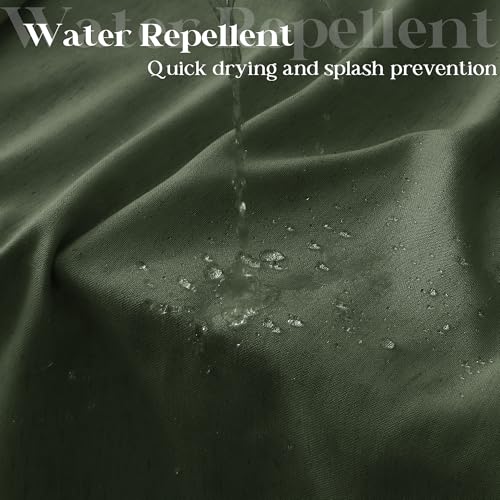 Olive Green Shower Curtain for Bathroom Water Repellent 72x78 Inch | Linen Textured, Country Boho Farmhouse Neutral, Shower Curtains, Bath Cloth Fabric Drapes, with Hooks, Green, 78 Inch Length - color: Olive Green, size: 72"W x 78"L (Pack of 1)