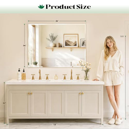 Frameless Bathroom Beveled Wall Mirror, 48"x36" Large Wall Mirror | Vanity Wall Mirrors for Over Sink, Bedroom, Dining Room, Living Room, Entryway, Fireplace, Hangs Horizontally or Vertically - size: 48"L x 36"W