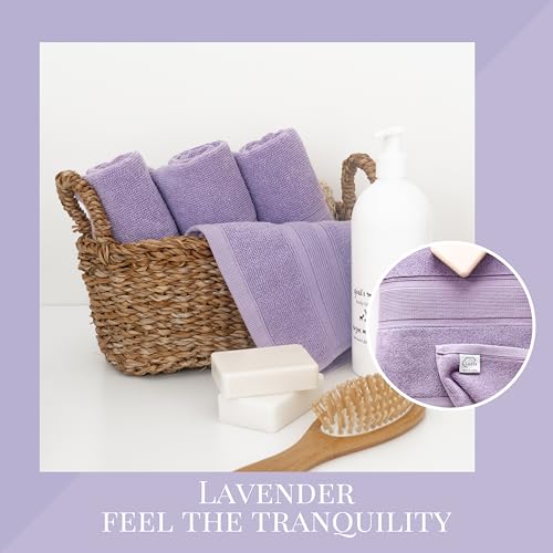 Luzia 8 Piece Bathroom Towel Set - 100% Turkish Cotton, Premium Quality - 2 Bath Towels 2 Hand Towels and 4 Washcloths (Lavender/Purple) - color: Lavender