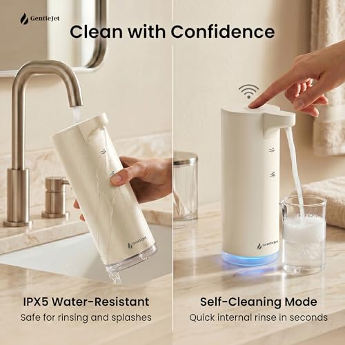 GentleJet EasyFoam Automatic Foaming Soap Dispenser, Touchless USB-C Rechargeable Sensor Pump, 304 Stainless Steel, Adjustable Foam, IPX5 Water-Resistant for Bathroom & Kitchen, 10 fl oz / 300 mL - color: Apricot