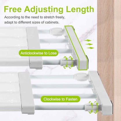 HARFINGTON Expandable Closet Tension Shelf 11.81" to 15.75" Adjustable Closet Organizer 2.5" x 13.78" Flower Pattern Storage Rack for Wardrobe Cupboard Kitchen Bedroom - size: 30cm to 40cm