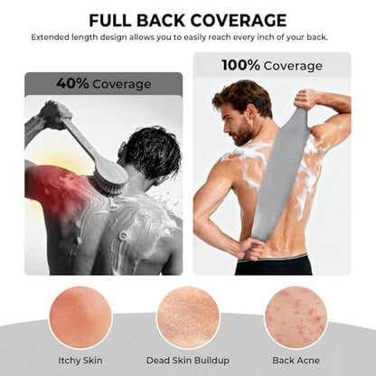 3D Wave Weave Japanese Exfoliating Washcloth, Intense Exfoliating Back Scrubber for Shower, Extra-Rough Body Scrub Towel, Korean Style, Volcano (Extra-Hard) - color: Gray