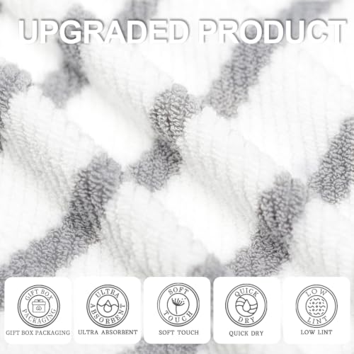 VOOVA & MOVAS 3PC Towel Set, 100% Cotton, Gray White Dark Tan | 1 Large Bath 30x56 In,1 Hand 18x28 In,1 Wash Cloth 13x13 In, Quick Dry, Soft, Thick, Dorm Room Essentials - color: Gray + White, size: 3 PC Bathroom Towel Set