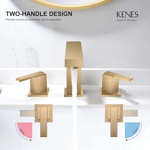 Champagne Bronze Widespread Bathroom Faucet 3 Hole Vanity Faucet | Bathroom Sink Faucet with Pop Up Drain & Supply Lines, Lead-Free cUPC & NSF Certified, 8 Inch Faucet for Vanity Restroom Sink - color: Champagne Bronze