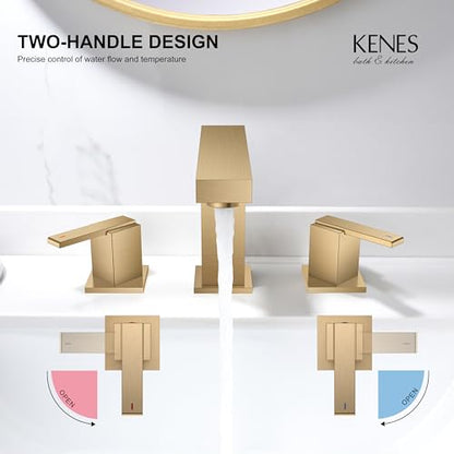 Champagne Bronze Widespread Bathroom Faucet 3 Hole Vanity Faucet | Bathroom Sink Faucet with Pop Up Drain & Supply Lines, Lead-Free cUPC & NSF Certified, 8 Inch Faucet for Vanity Restroom Sink - color: Champagne Bronze