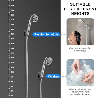 MAYYAYA Shower Head Holder, Black Adhesive Wall Mounted, Adjustable Angle | Heavy Duty Wall Mounted Shower Head Shelf Bracket, ABS Stick-on Wall Bracket with Strong Adhesive for Handheld Shower Heads - color: MateBlack-1