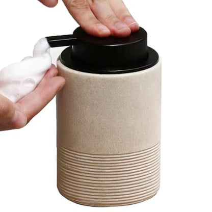 Resin Foaming Soap Dispenser, 11 OZ Bathroom & Kitchen Foam Soap Dispenser, Easy Press Pump, Refillable Hand Soap Dispenser, Modern Decor (Beige) - color: Beige