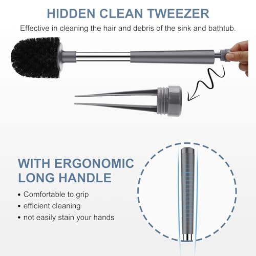 SetSail Toilet Brush and Holder, Self Closing Lid Toilet Bowl Brushes Holder and Extra Long Handle Ventilated Toilet Brush Set for Bathroom Cleaning, Nylon Bristles, Grey - color: Gray, size: 1 pack
