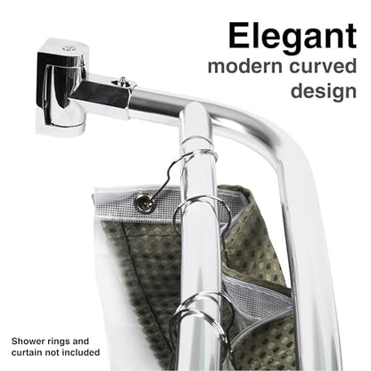 JS Jackson Supplies Double Curved Shower Rod, Metal Construction, Adjustable Between 44 to 70 Inches, Aluminum Rods and Zinc Mounting Hardware, Quality Modern Bathware, Chrome Finish - color: Chrome