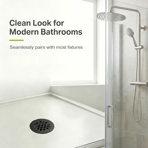 Shower Drain Cover Snap-in Hair Catcher - Matte Black 2 Pack | Stainless steel， 4-1/4" OD snap in， Fits 2-7/8" pin spacing， No tools install. Grate, shower strainer drain replacement. - color: Matte Black
