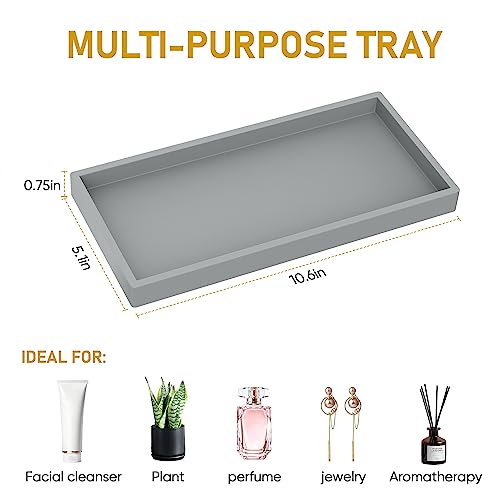 EG-SIPRO Bathroom Counter Tray, Silicone, Rectangular, Gray, Thick, Shatterproof, Soap Dispenser Tray, 10.6'x5.1' or 7.8'x3.9' - color: Gray, size: Large (10.6" x 5.1" x 0.8")