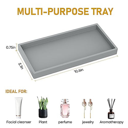 EG-SIPRO Bathroom Counter Tray, Silicone, Rectangular, Gray, Thick, Shatterproof, Soap Dispenser Tray, 10.6'x5.1' or 7.8'x3.9' - color: Gray, size: Large (10.6" x 5.1" x 0.8")