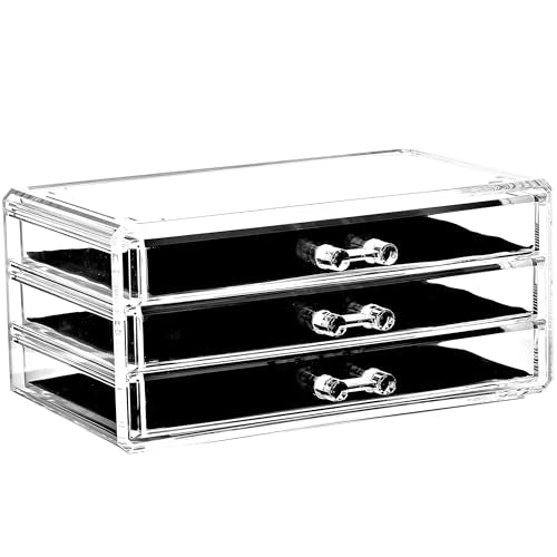 Ikee Design 5 Pcs Acrylic Makeup Organizer, 15 Drawers Lipstick Holders | 5 Pcs Set Acrylic Makeup Organizer with 15 Drawers and Removable Top Lipstick Holders, Make-up,Your Vanity or Bathroom - color: 1d) 1 Top 15 Drawers