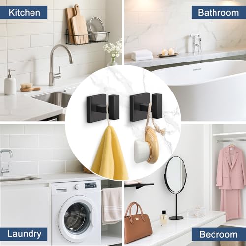TURS 5-Pieces Matte Black Bathroom Hardware Accessories Set 23.6" Towel Bar Set Wall Mounted Square Toilet Paper Holder with Shelf Stainless Steel - color: Matte Black