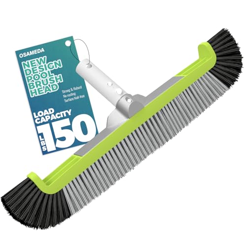 18" Pool Brush Head - Scrub Brush, Curved Ends, Fits Φ1.25” Poles | Scrub Brushes for Cleaning Swimming Pool Walls, Tile, Fiberglass, Flooring and Vinyl Pools, Green & Black & Gray - color: Black & Gray