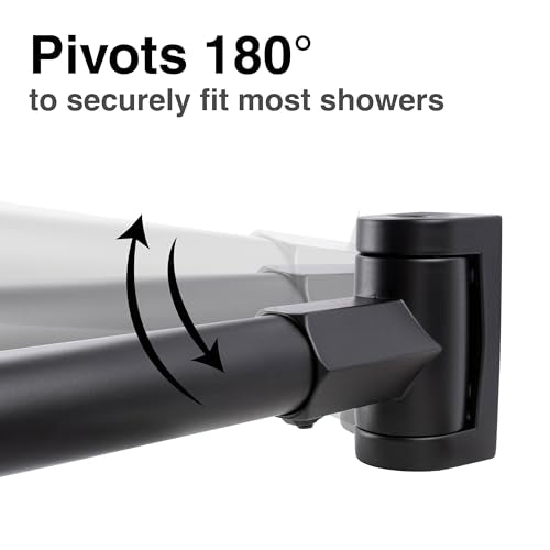 JS Jackson Supplies Single Curved Shower Rod, Metal Construction, Adjustable Between 36 to 61 Inches, Aluminum Rods and Zinc Mounting Hardware, Quality Modern Bathware, Black Finish - color: Black