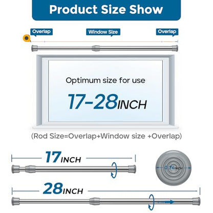 Spring Tension Curtain Rod Short Tension Rod (Silver,17"to 28"-3Pcs) - color: Silver, size: 17" to 28"-3Pcs