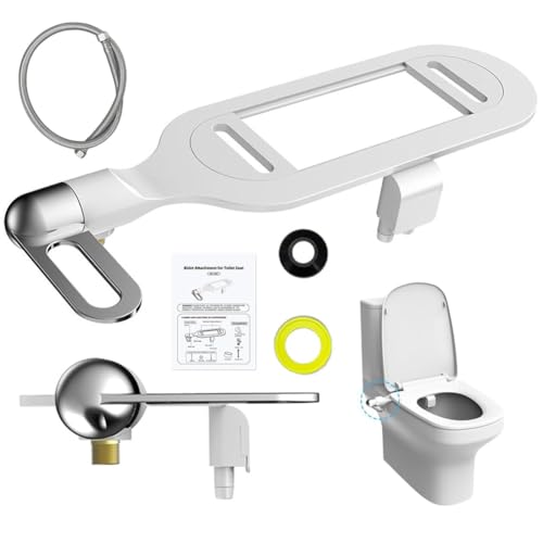 Bidet Attachment for Toilet, Non Electric Bidet Toilet Seat Attachment with Dual Nozzle, Adjustable for Sanitary and Feminine Wash,16.93x4.72 Inch
